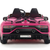 Lamborghini Aventador SVJ Drift Edition 24V carro infantil com controle remoto dos pais R/C | Rosa