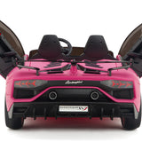 Lamborghini Aventador SVJ Drift Edition 24V carro infantil com controle remoto dos pais R/C | Rosa