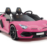 Lamborghini Aventador SVJ Drift Edition 24V carro infantil com controle remoto dos pais R/C | Rosa