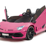 Lamborghini Aventador SVJ Drift Edition 24V carro infantil com controle remoto dos pais R/C | Rosa