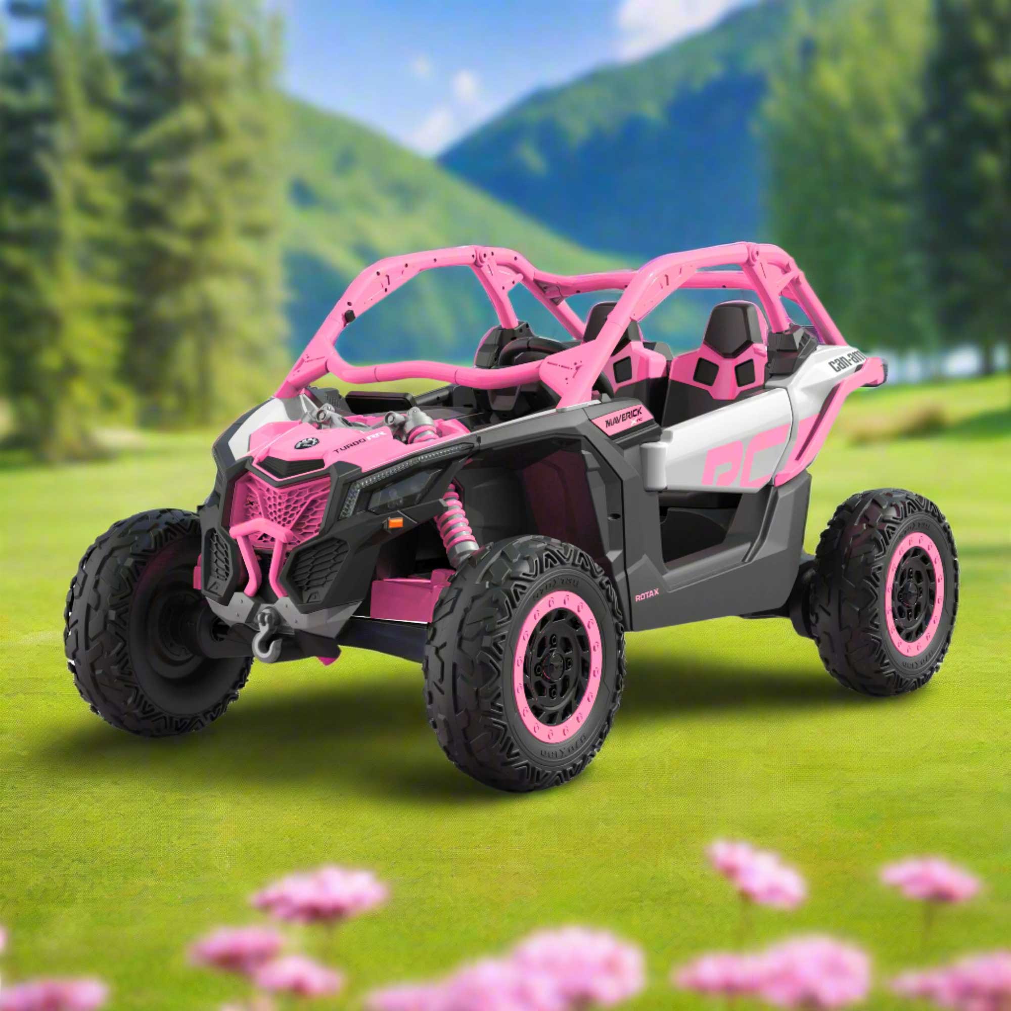 Can-Am Maverick Custom Edition 24V Kids Ride-On UTV Buggy Car | Rosa