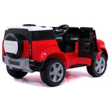 Carro infantil Land Rover Defender 12V com controle remoto dos pais R/C | Vermelho