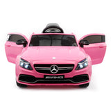 Carro infantil Mercedes C63S 12V com controle remoto dos pais R/C | Rosa