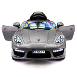 Kiddie Roadster 12V carro elétrico infantil com controle remoto dos pais R/C | Cinza Metálico